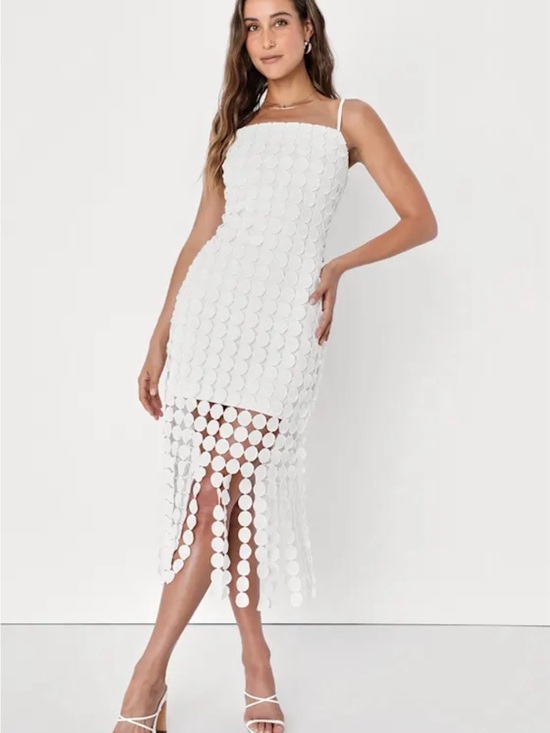 Lulus Dresses & Skirts - Lulu's White Circle Fringe Midi Dress